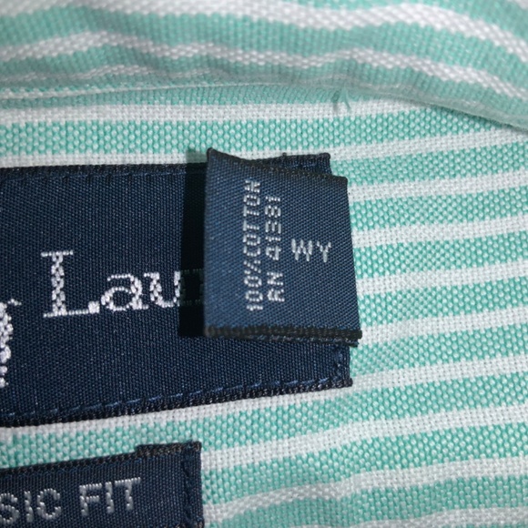 Ralph Lauren Classic Fit striped button down shirt Sz XL 100% cotton logo - Picture 7 of 7